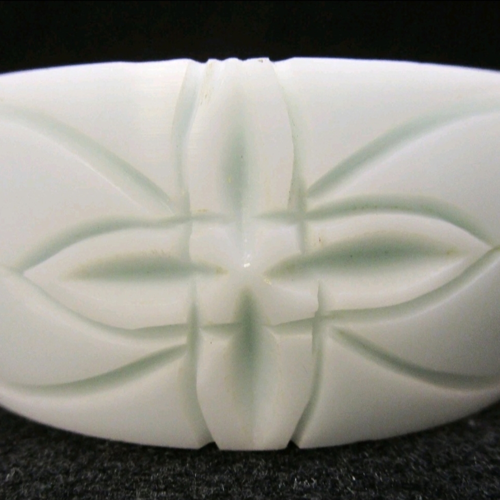 White Carved Bangle Bracelet